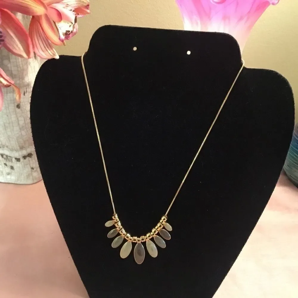 Goldtone Snake Chain with Green Pedals
